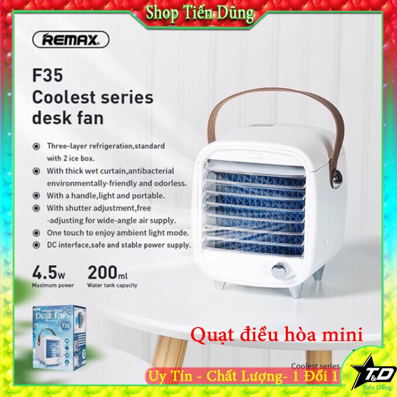 Quạt điều hoà hơi nước đá mini remax F35 Desk Fan mini chính hãng hay quạt nước đá Remax F35