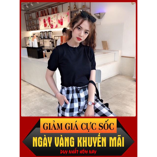 [ Sale Off ] Bộ áo cúc sau quần kẻ thô( ảnh+ video) thời trang việt thắng