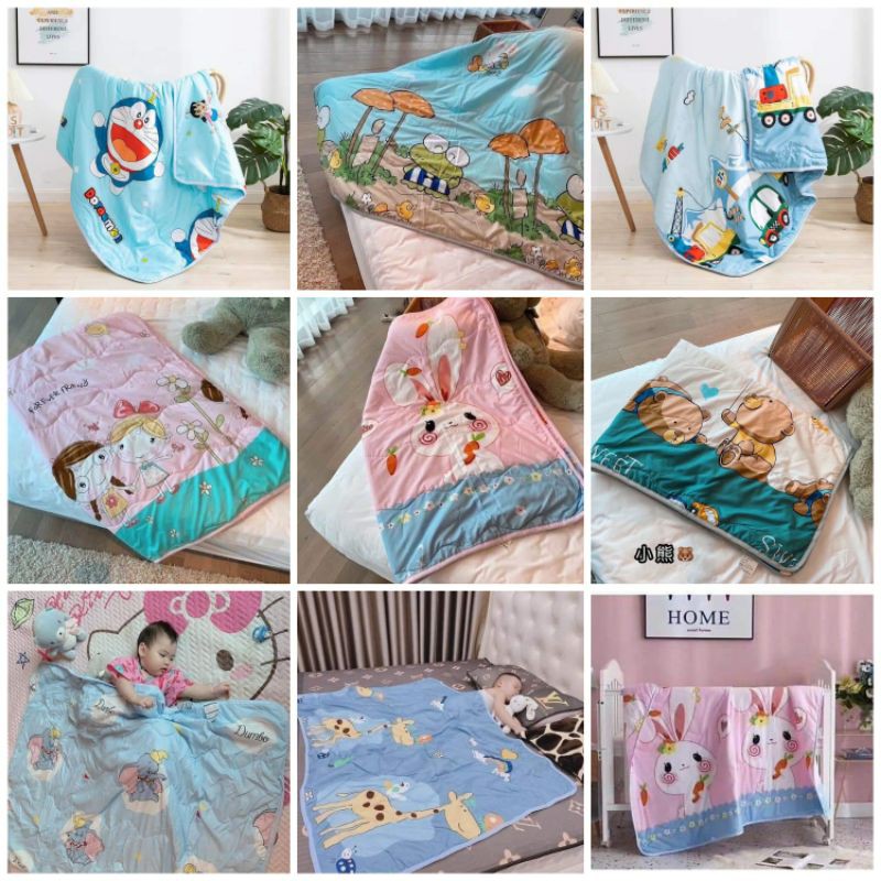 Freeship50k LOẠI 1 Chăn Cotton Đũi 3D cho bé siêu mềm mịn được chọn mẫu (chăn cho bé mang đi học tiểu học)