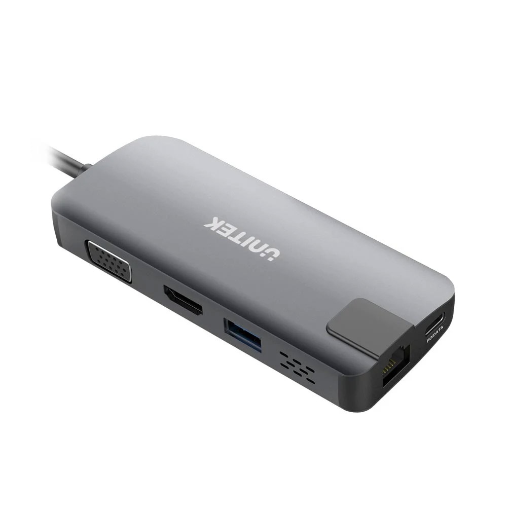 Hub Type-C -&gt; HDMI +VGA+LAN Unitek Y-DK 09016 GY - Bảo hành 12 tháng