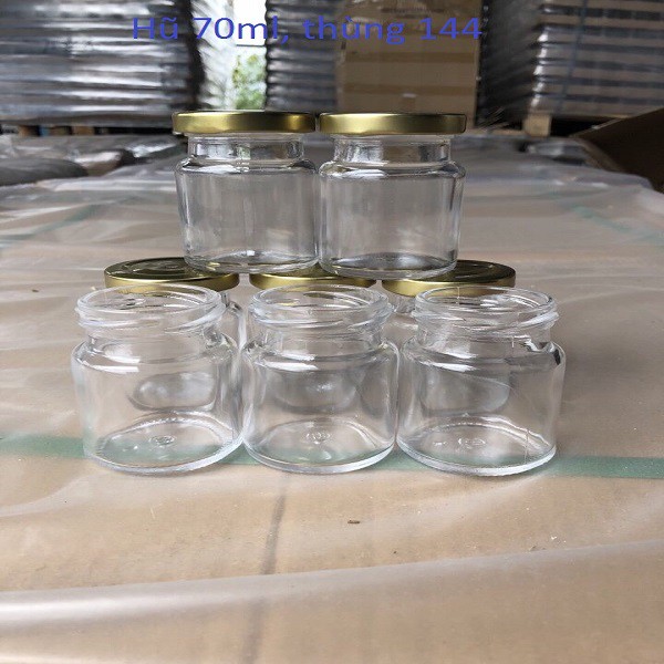 combo 100 hủ thủy tinh 70ml, nắp thiếc màu vàng hoặc đen (giá sỉ) | BigBuy360 - bigbuy360.vn