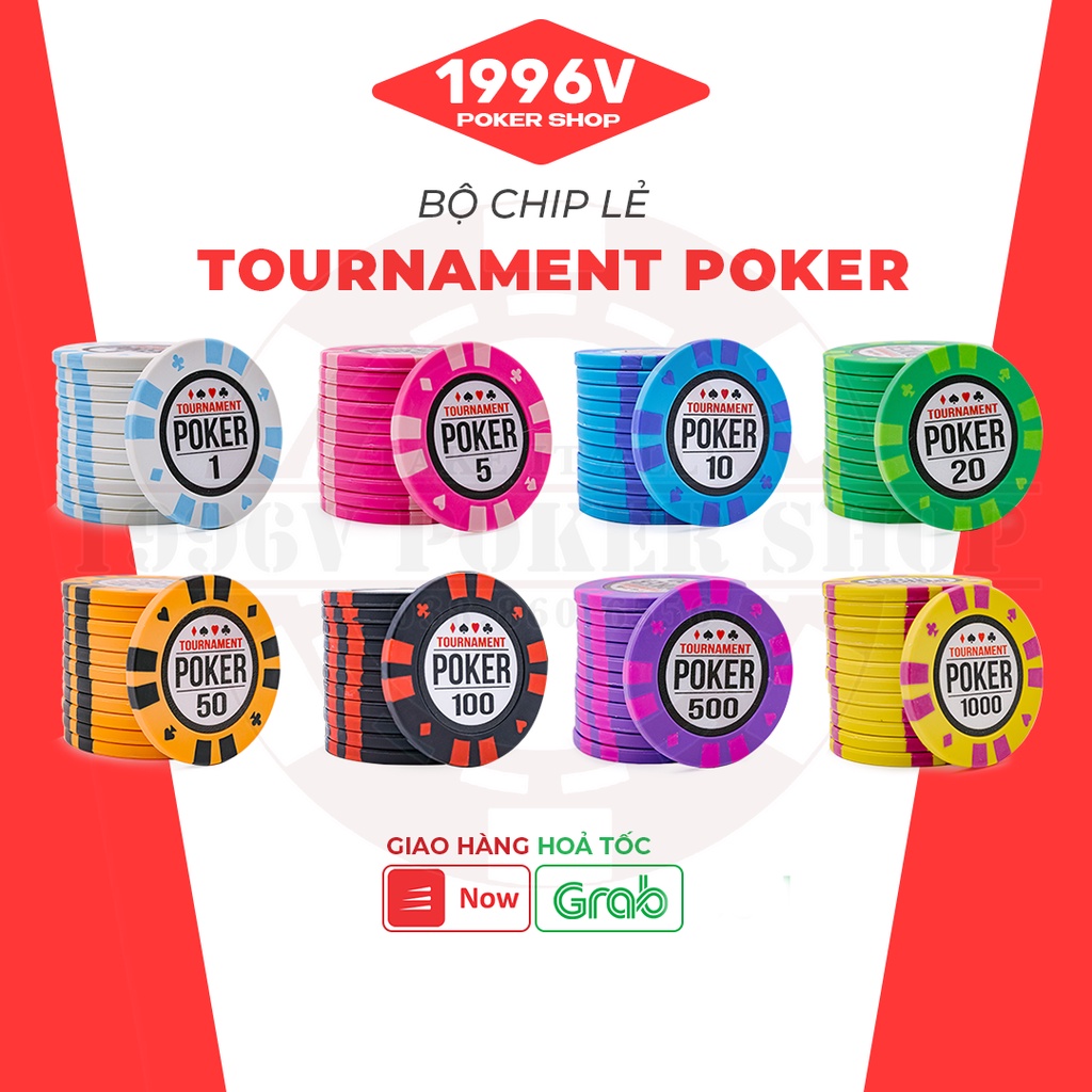 Vali 500 chip Poker có số, phỉnh Tournament Poker chip set Pocker đất nung - 1996V Poker Shop