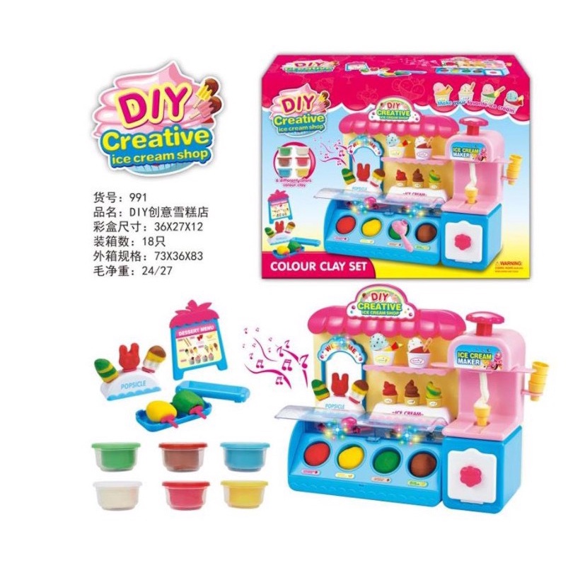 Quầy Bán Kem Đất Sét Đồ Chơi Cho Bé Phát Nhạc Vui Nhộn Thú Vị