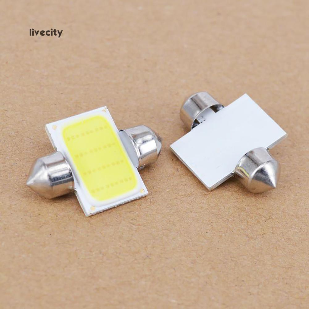 2 Đèn Led 12V Cob Ánh Sáng Trắng Cho Xe Hơi Xe Tải