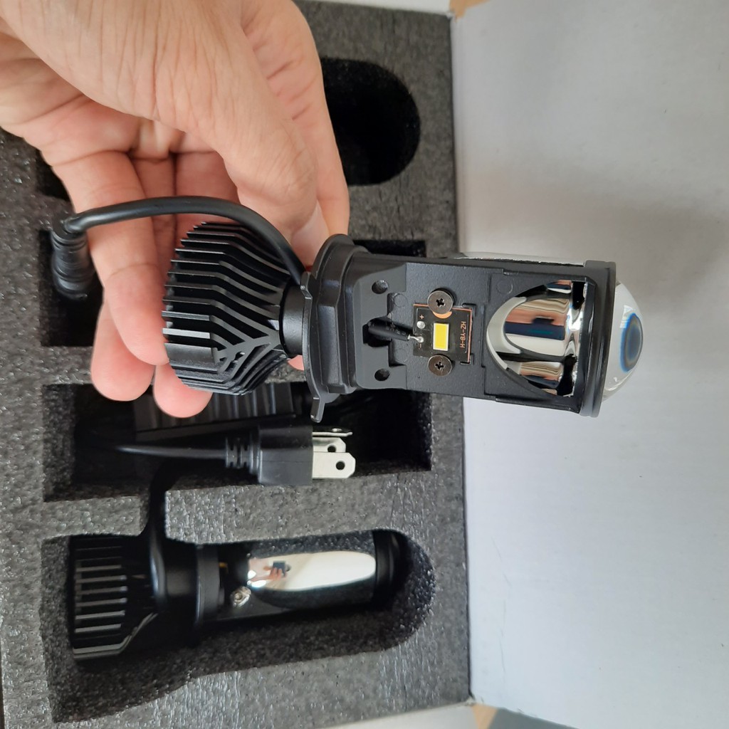 Đèn led bi cầu mini chân đèn H4 , sử dụng cho ô tô xe máy điện áp 12 -24V , không gây chói xe ngược chiều, lắp như zin.