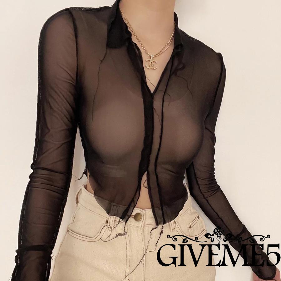 Áo lưới tay dài xuyên thấu thời trang dành cho nữ