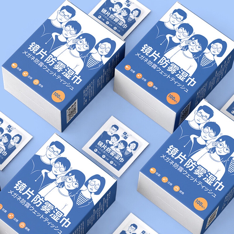 Set 100 Khăn Lau Kính Mắt Chống Sương Mù PTQ Dùng Một Lần