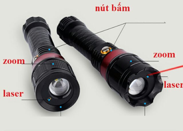 Đèn pin siêu sáng và laser tia đỏ 2 trong 1