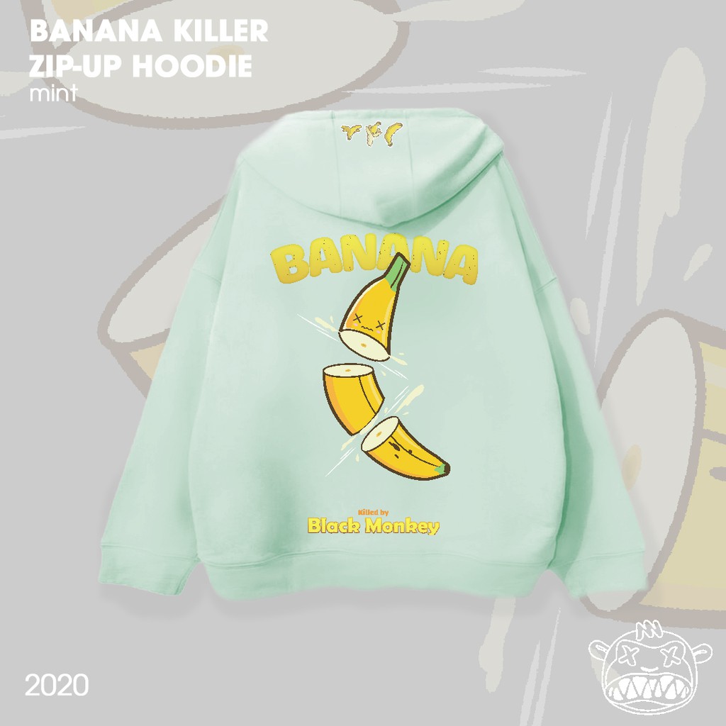 [CHÍNH HÃNG - TẶNG TÚI TOTE] Áo Khoác Trái Chuối Hoodie Zip-Up Black Monkey - Banana Killer Màu Xanh Mint | BigBuy360 - bigbuy360.vn