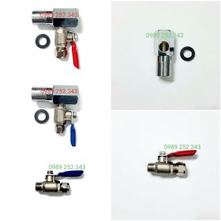 Phu kiện chia cấp nước nguồn phun sương R.O ren trong ngoài 21mm Van khóa ống 1/4' ( ~ 6mm R.O) và  3/8' (~10mm R.O).