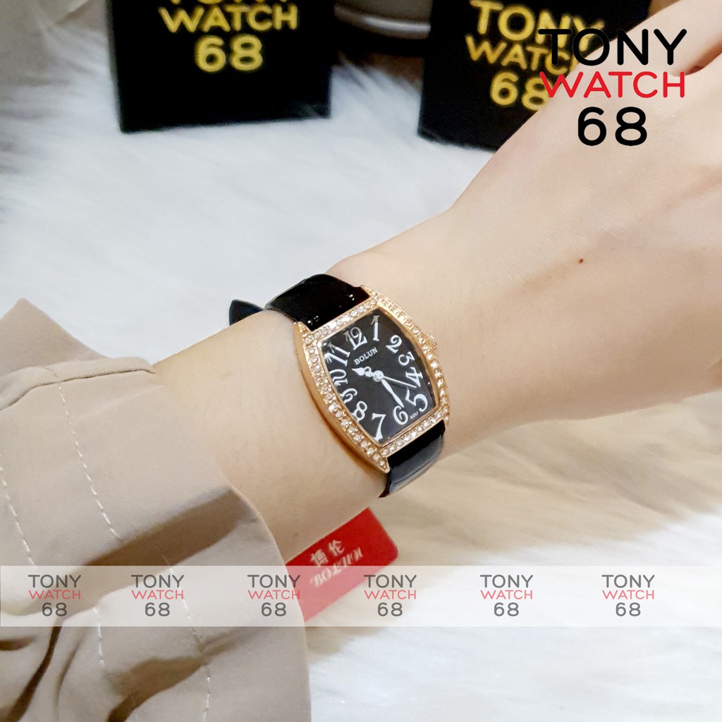 Đồng hồ nữ Bolun bầu dục dây da viền mạ vàng chống nước chính hãng Tony Watch 68 | BigBuy360 - bigbuy360.vn