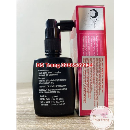 Xịt ngừa rụng tóc, hói, kích thích mọc tóc Minoxyl Solution 3% (60ml)