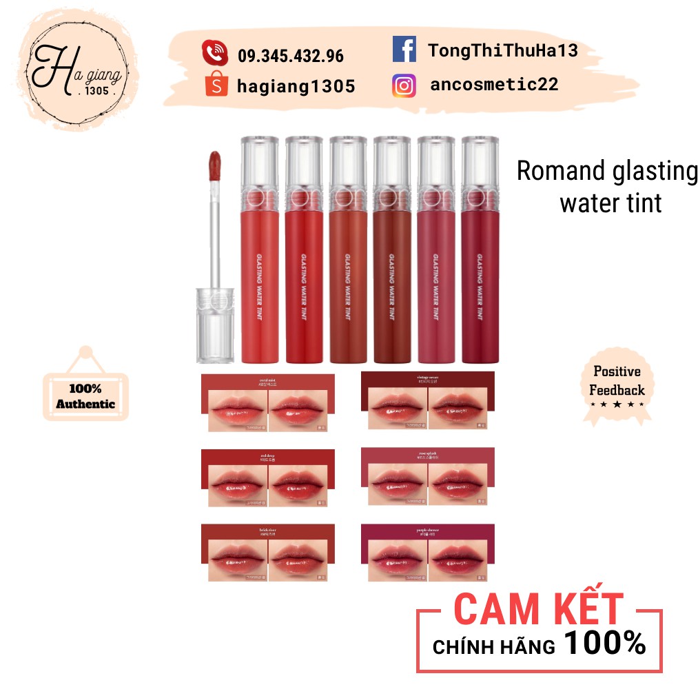 [Đủ màu-Có sẵn] Son tint nước siêu lì Romand Glasting Water Tint