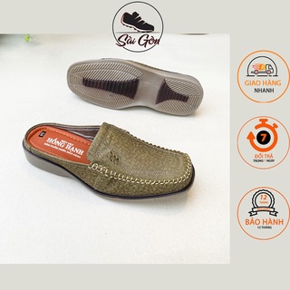 Giày da hở gót chất liệu da bò 100% cho người trung niên, lớn tuổi màu nâu và rêu, đen.