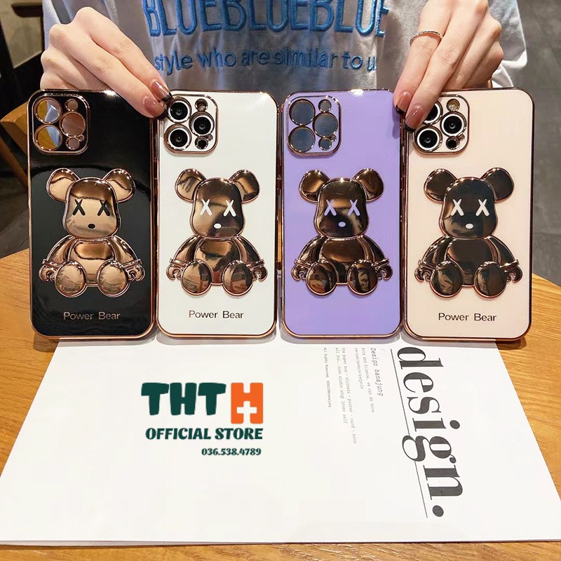 Ốp lưng iphone cạnh vuông hình gấu ốp điện thoại cho iphone 6s/6splus/7/7plus/8/8plus/x/xs/11/12/13/pro/max