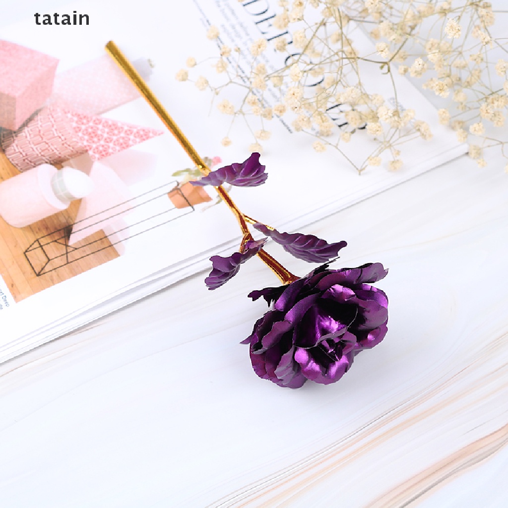 [TAT] 24k gold rose flower long stem golden dipped flower valentine's day lovers' gift CVX