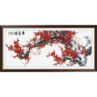 TRANH THÊU CHỮ THẬP Mai Khai Phú Quý RY1111 (TRANH TỰ THÊU) KT:196X77CM