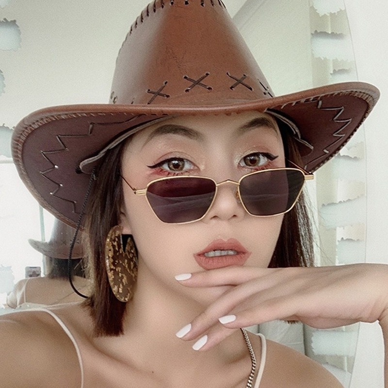 (AIMURUSI) COD Kính Mát Mắt Mèo Gọng Kim Loại Nhỏ Unisex