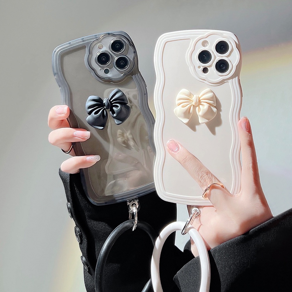 Ốp lưng iphone nơ viền gợn sóng cho Iphone 7 8 Plus SE X XS XS Max 11 12 13 14 Pro Max