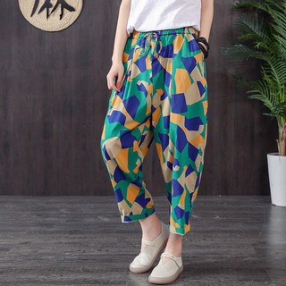 quần ống rộng Họa Tiết Hoa Lá Phong Cách Hàn Quốc & 100%