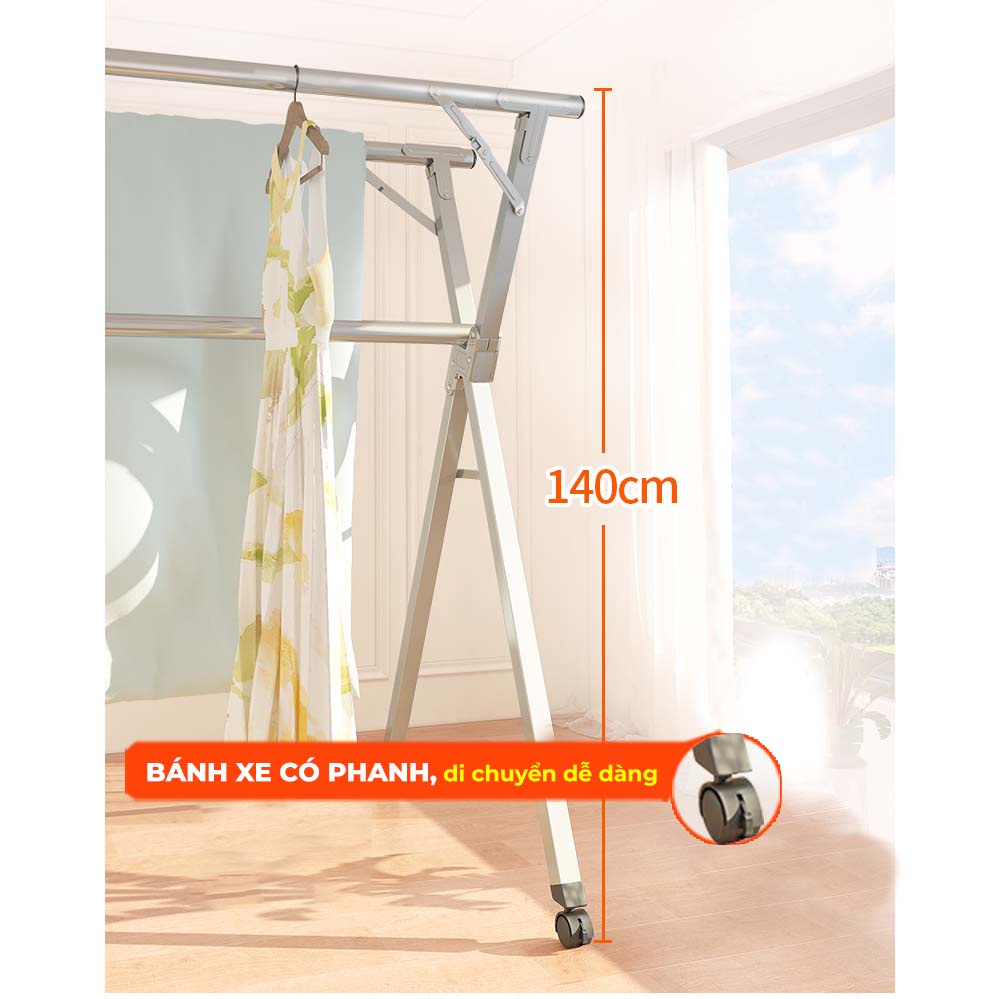Giá phơi quần áo thông minh Nhật Bản inox 304 100%, Giàn phơi gấp gọn chất liệu bền bỉ chắc chắn