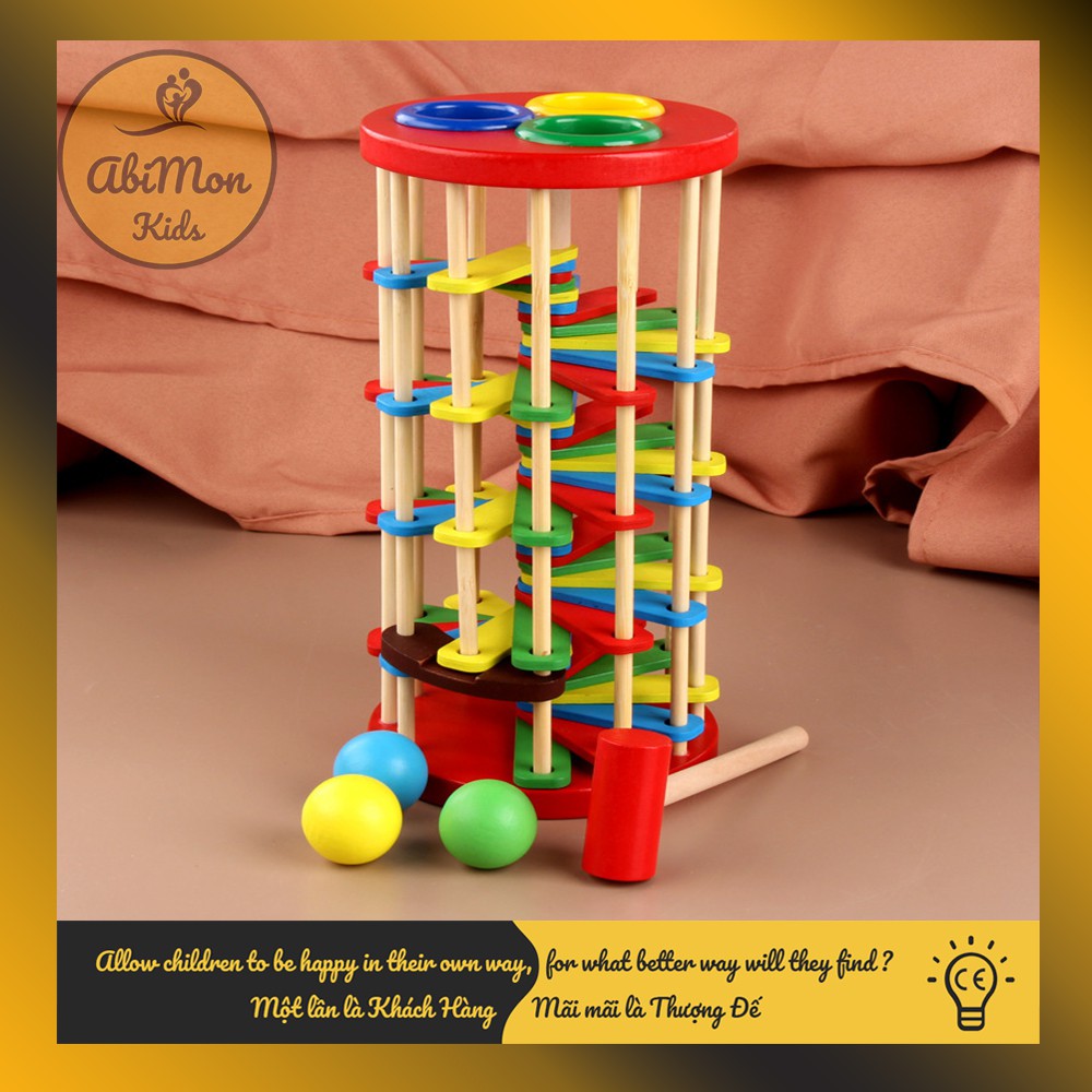 Đập Bóng Lốc Xoáy Cho Bé ☘️ Montessori cao cấp ✨ (Đồ chơi Gỗ - Đồ chơi Giáo Dục - An toàn - Thông minh)