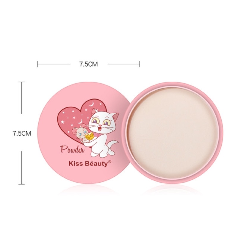 T1976 A5 Phấn Phủ Nén Kiềm Dầu Che Khuyết Điểm Peach Poweder Kiss Bèauty Kèm Bông Phấn Xinh