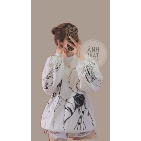 Áo Sweater Nỉ Cô Gái, Áo Nỉ Nữ Form Rộng Tay Phồng | BigBuy360 - bigbuy360.vn