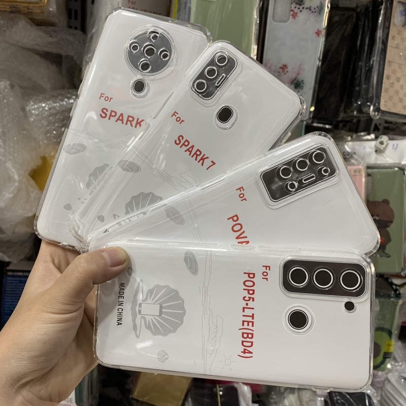 Ốp lưng Techno Pova4pro,Spark 8C /Spark Go 2022,Spark 6,Spark 7 / Spark 7T ,Pova 2,POP 5 LTE dẻo tro