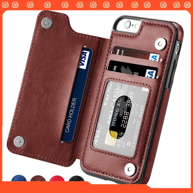 Ốp lưng điện thoại dạng ví da lật có khe cắm thẻ dành cho iPhone X/8/7/plus