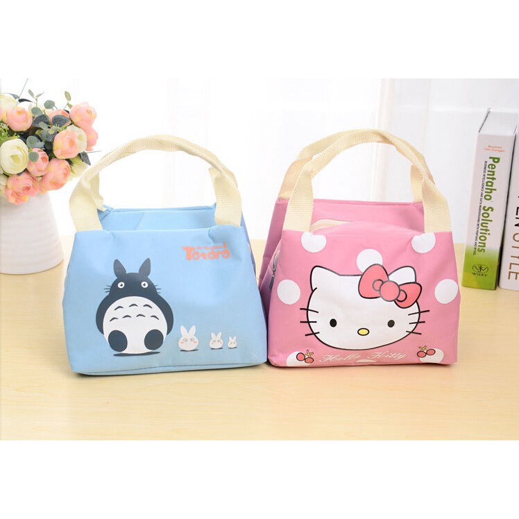Túi đựng hộp cơm trưa chống thấm nước họa tiết hoạt hình dễ thương tiện lợi