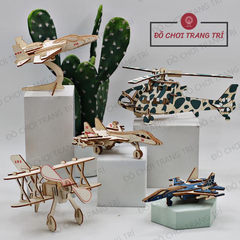 Đồ chơi lắp ráp gỗ 3D - Mô hình MÁY BAY - Trang trí tiểu cảnh