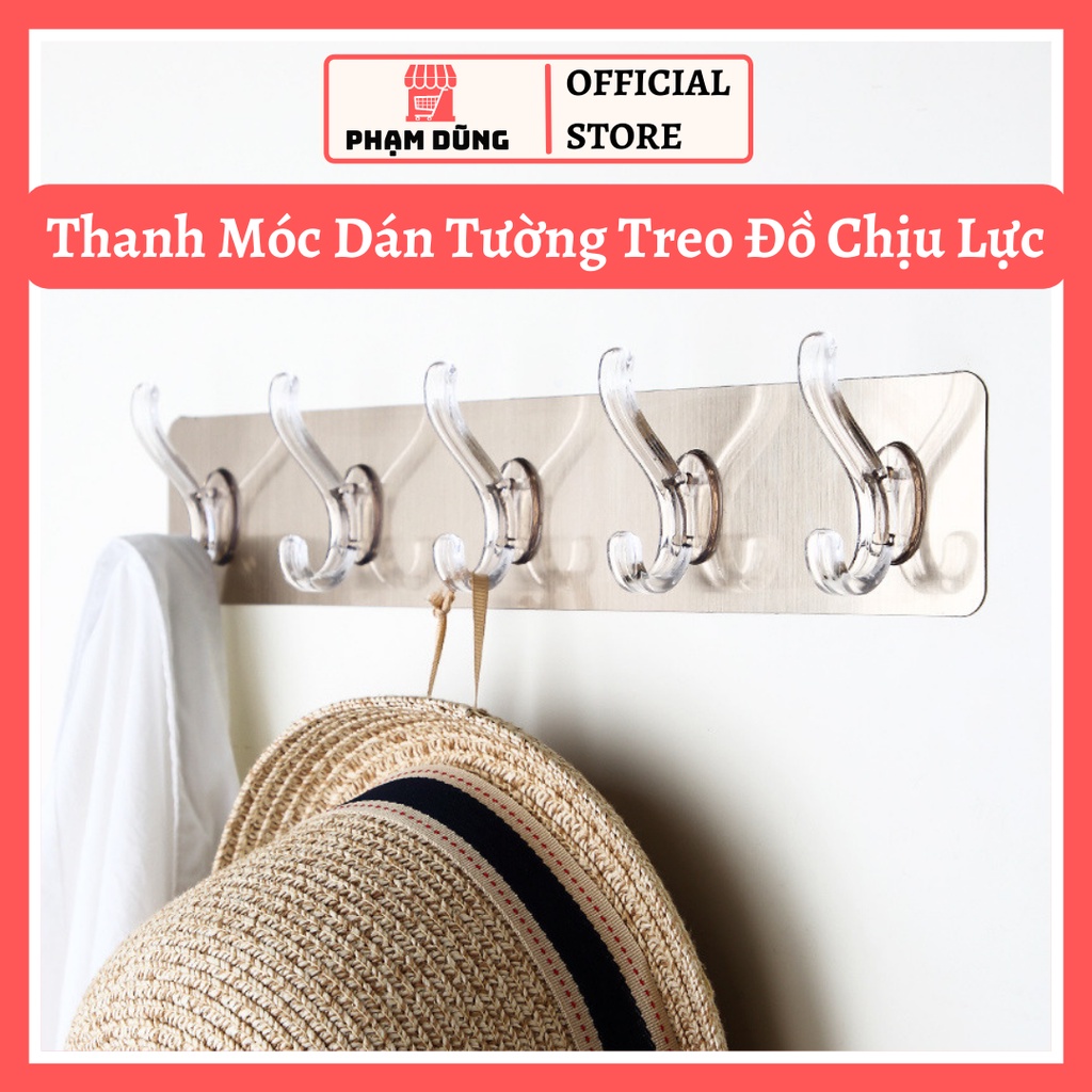 Thanh Móc Treo Đồ Dán Tường Siêu Dính 6 Móc