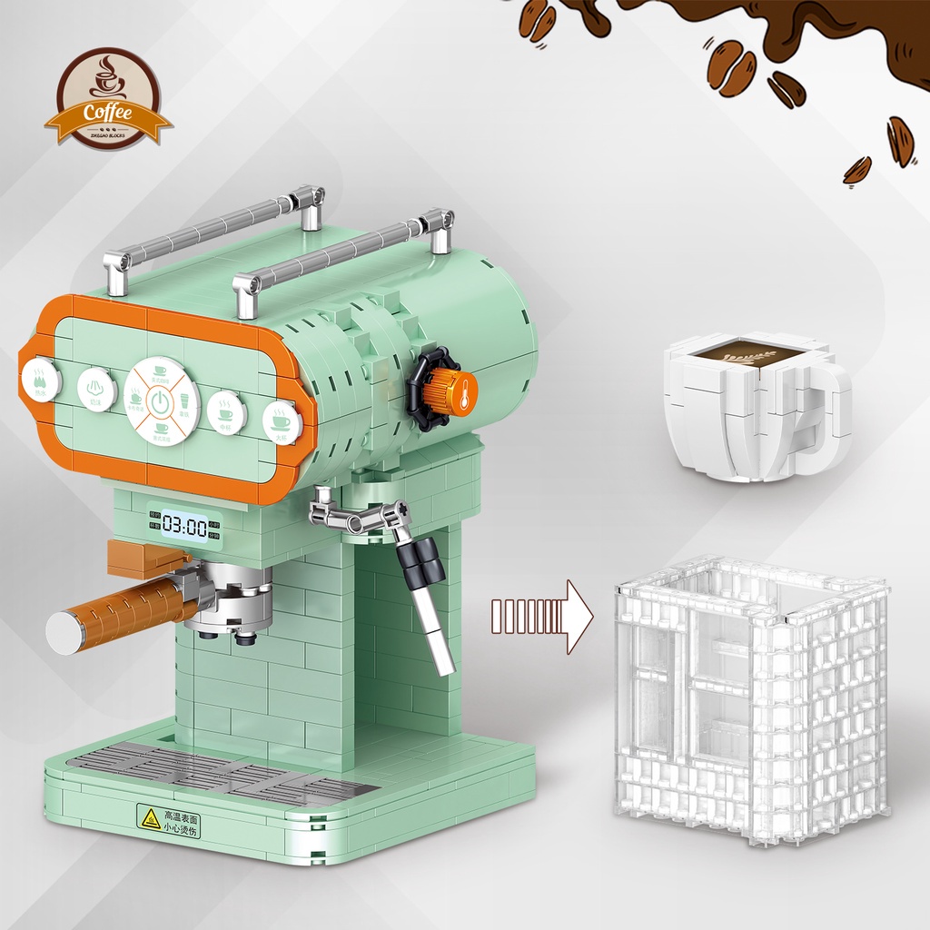 Bộ Đồ Chơi Lắp Ráp Máy Pha Cà Phê Mini Dùng Để Trang Trí