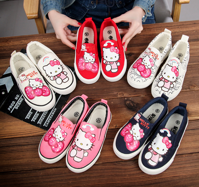 Giày Canvas In Hình Hello Kitty Dễ Thương Cho Bé