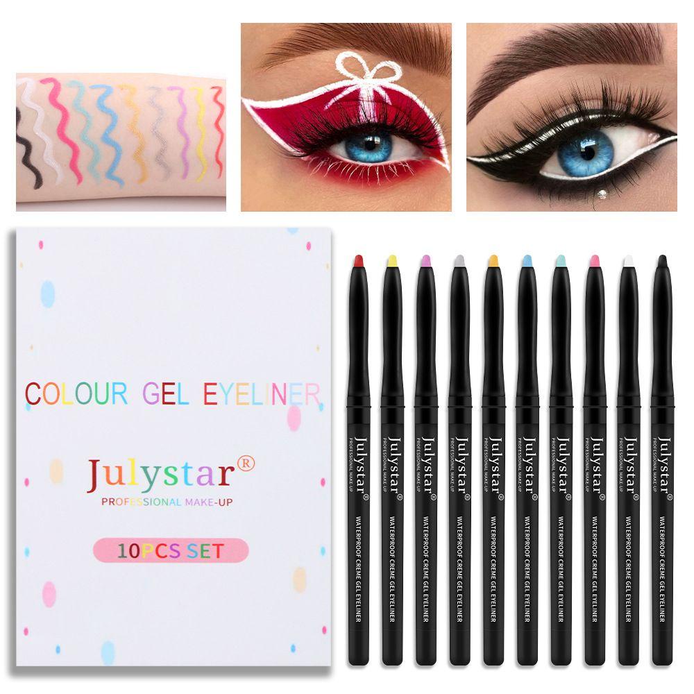 Set Bút Kẻ Mắt 10 Màu Lâu Trôi Chống Thấm Nước Chuyên Dụng Cho Trang Điểm