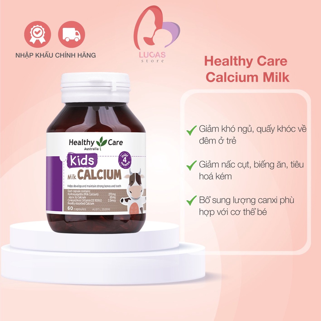 Viên Uống Canxi Sữa Healthy Care Milk Calcium 60 Viên - TP066