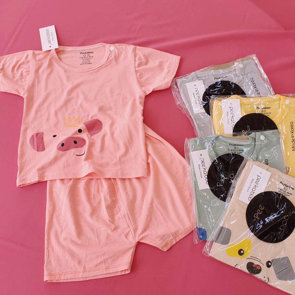 Set bộ quần áo bé trai, bé gái vải cotton loại 1 xuất Hàn hình thú ngộ nghĩnh (0-18 tháng)
