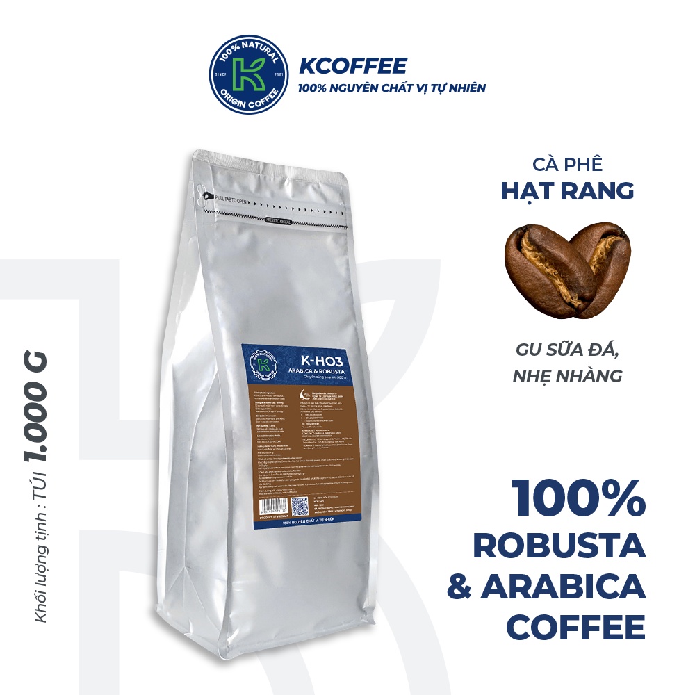 Cà phê nguyên chất xuất khẩu KHO3 1000g thương hiệu KCOFFEE