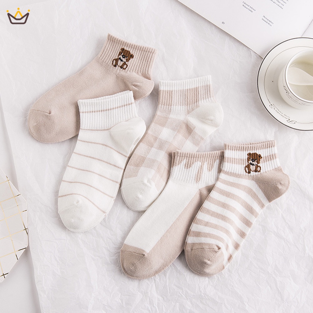 Tất nữ vớ nữ cổ ngắn đôi họa tiết cute dễ thương phong cách Hàn Quốc kèm túi MM