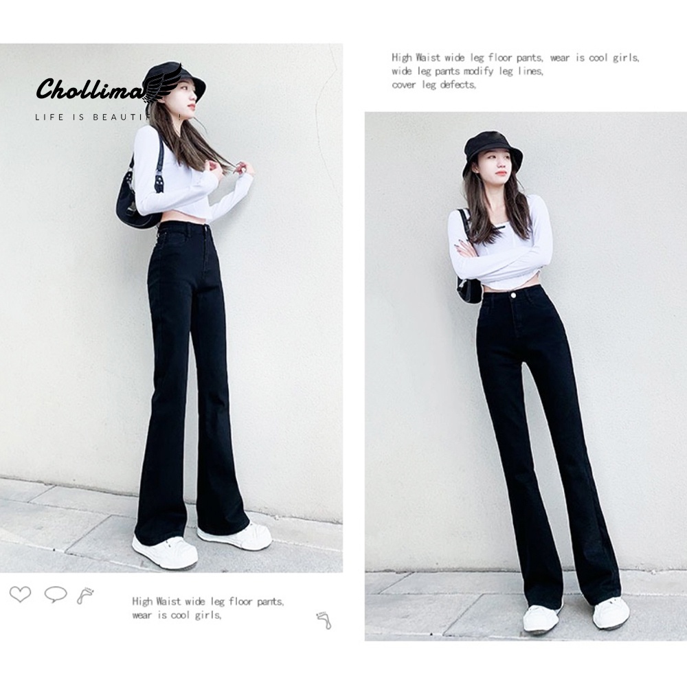 Quần jeans nữ ống loe co giãn Chollima QD046 trẻ trung năng động ulzzang phong cách hàn quốc