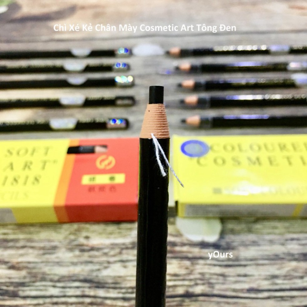 [1 Cây Đen] Chì Xé Kẻ Chân Mày Cosmetic Art Eyebrow Pencil Màu Đen 2 Tem 1818 No.1 - Chì Kẻ Mày Cosmetic Art Màu Đen F60