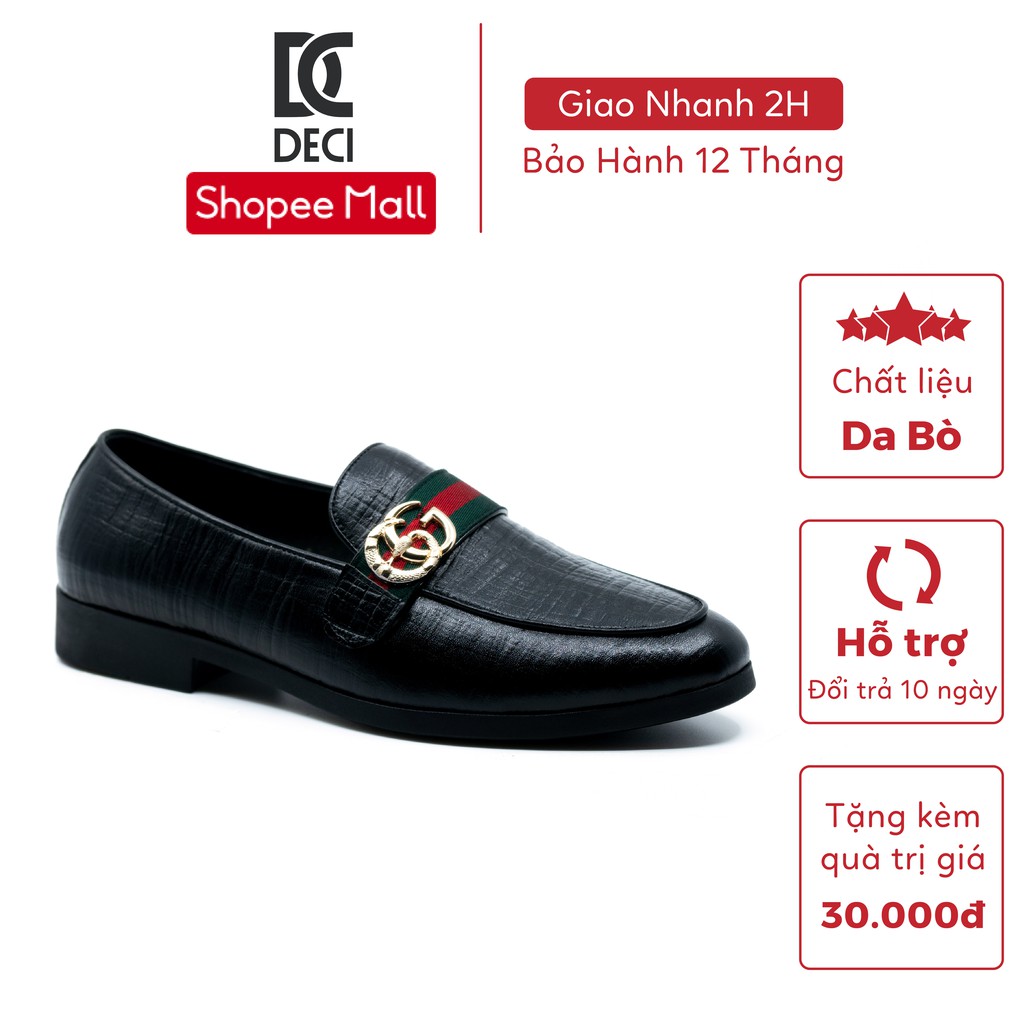 Giày lười da bò công sở DECI DB01 màu đen