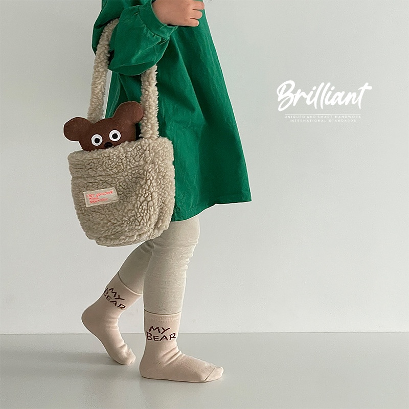 Set 5 Đôi Vớ Cotton Họa Tiết Chấm Bi / Chú Gấu Dễ Thương Thời Trang Cho Bé