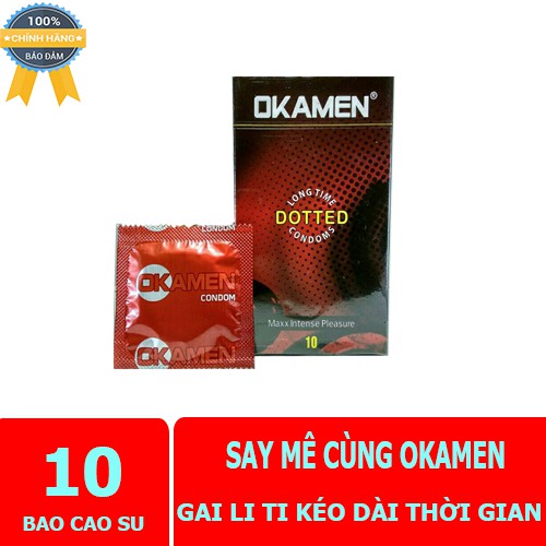 Bao cao su gân gai kéo dài thời gian giá tốt OKAMEN Hộp 10 Bcs