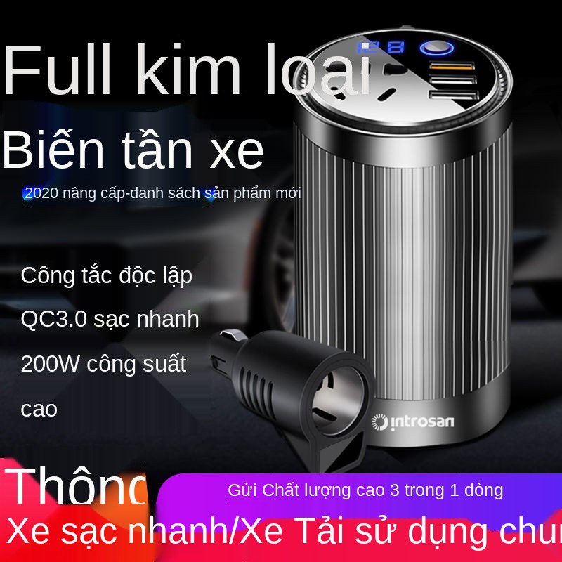 biến tần ô tô Bộ chuyển đổi điện áp gia đình 12V / 24V sang 220V ổ cắm sạc đa năng trên ô tô