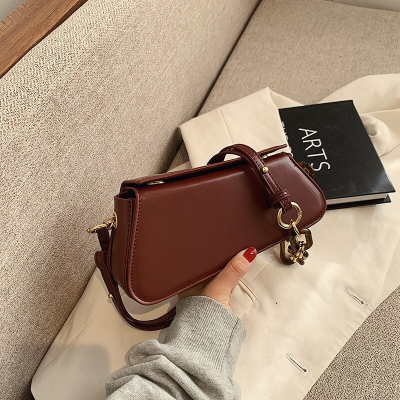 Túi Đeo Chéo Jasmin Noir Da Pu Phối Dây Xích Cỡ Nhỏ Thời Trang Cho Phụ Nữ