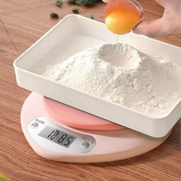 Cân Tiểu Ly Điện Tử, Cân Chia Thực Phẩm Hình Trái Tim, Cân Mini 5Kg màu Hồng Siêu Xinh