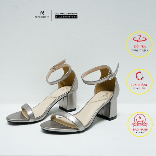 Sandal cao gót Nin shoes - Sandal nữ dáng basic 5cm gót vuông quai ngang mảnh bọc gót siêu xinh