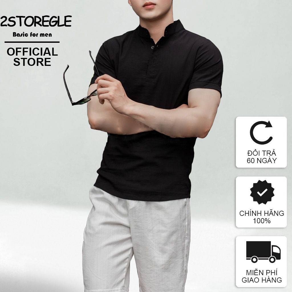 Áo Đũi Nam Cộc Tay 2STOREGLE Chất Mát Mịn Vải Đũi Không Xù Lông Không Bai Gião Trẻ Trung